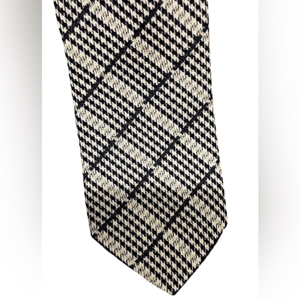 Dion 1967 Men’s Navy White Plaid Wool Formal Tie - Picture 5 of 5